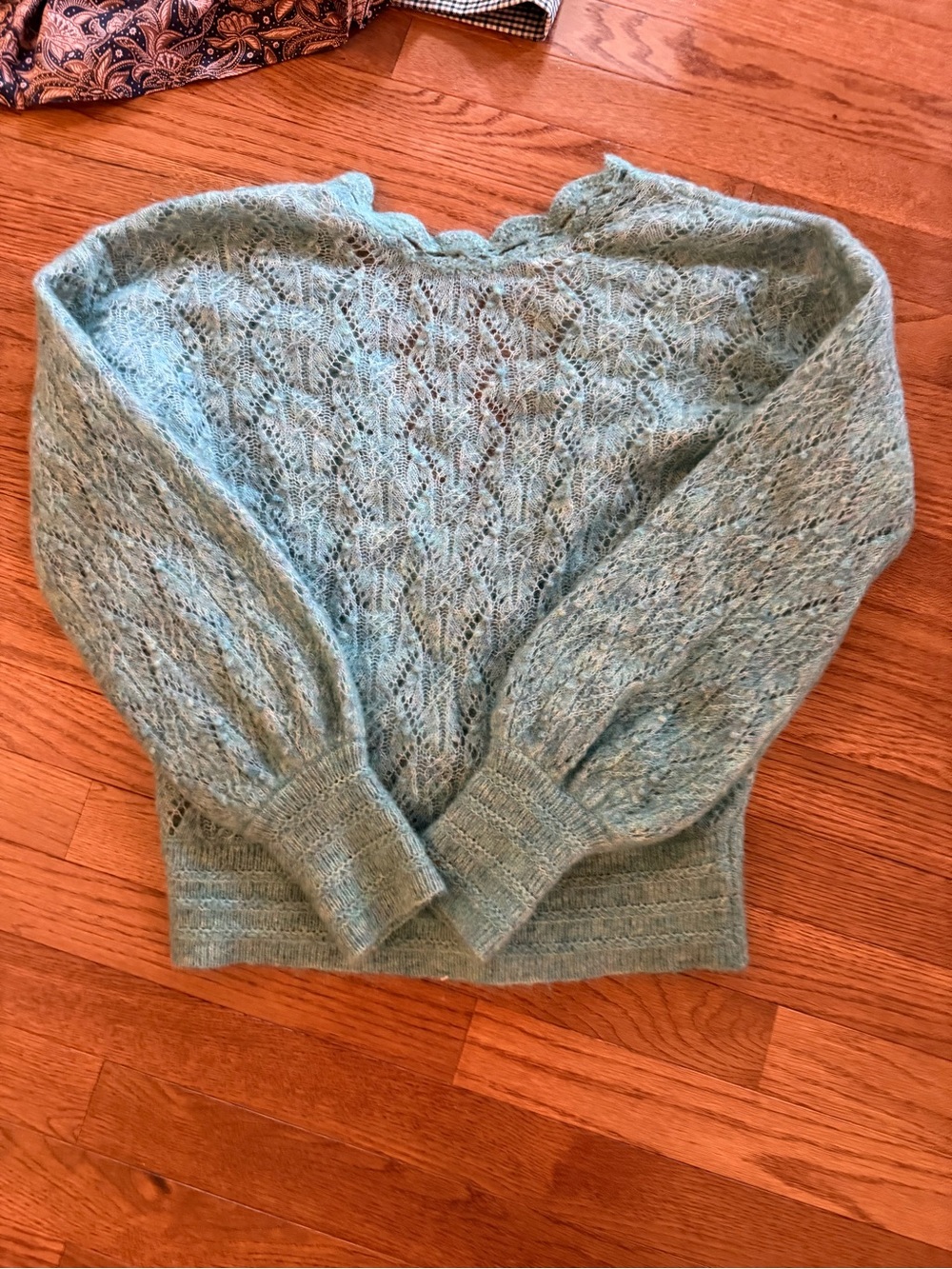 Light Blue Lace Knit Women's Sweater